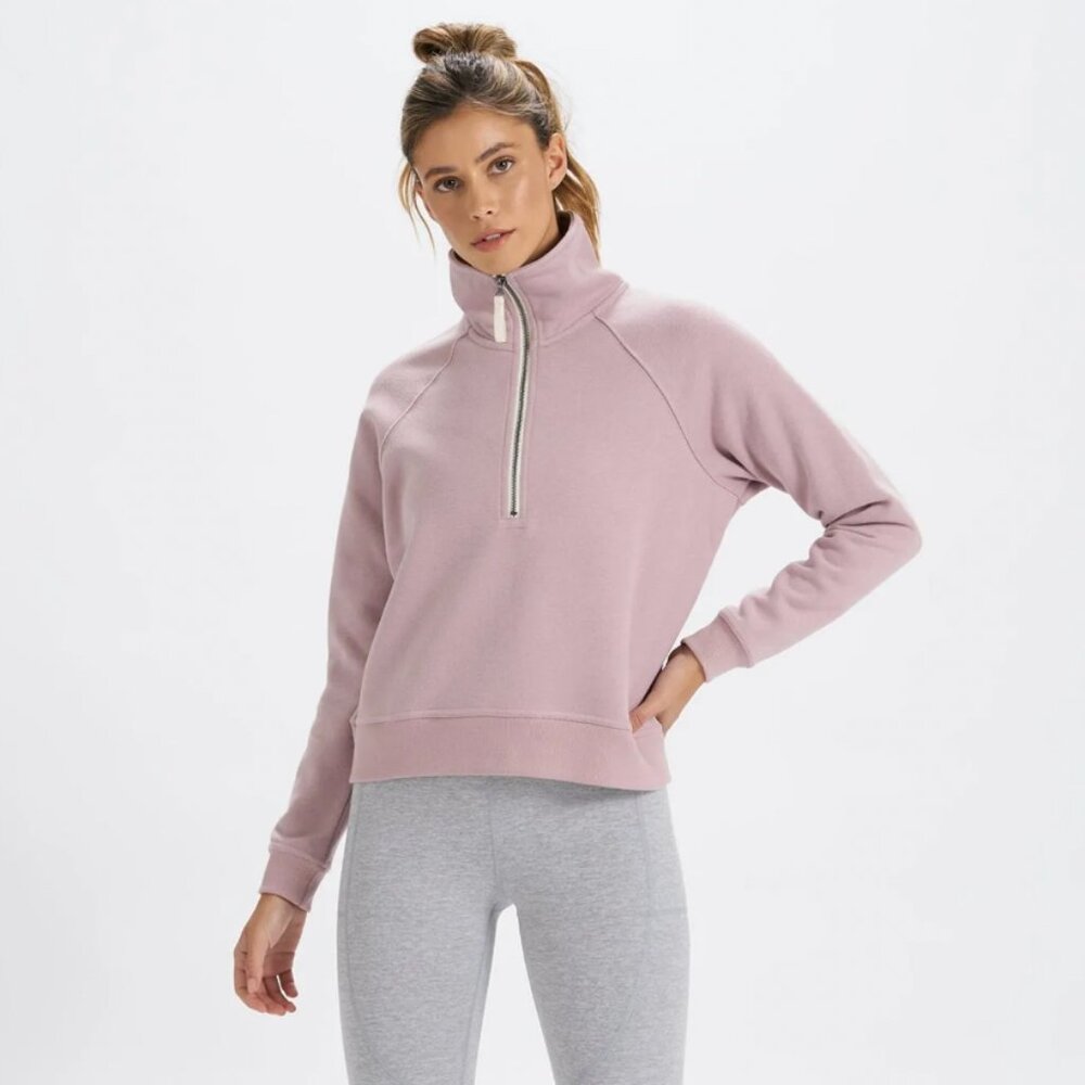 Vuori Restore Half Zip Sweatshirt in Dusk Pink